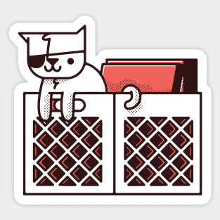 Pirate cats and records crates Sticker